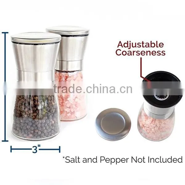 304 stainless steel Salt and Pepper Grinder Set for Professional Chef