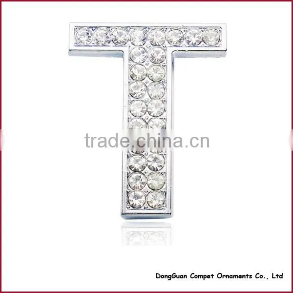 Diy pet Collar Accessories Alloy Alphabets 30mm Full Rhinestone Slide Letters