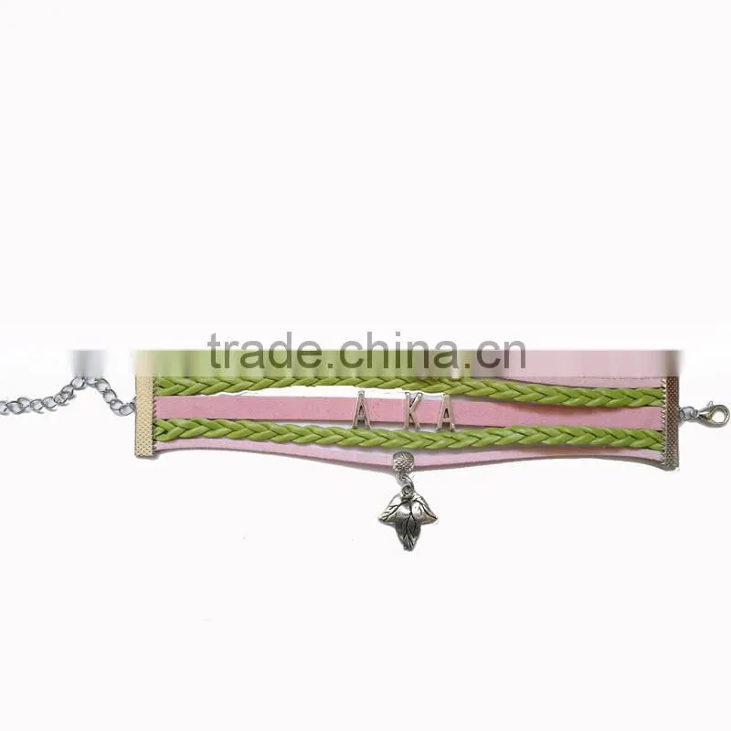 AKA Divine 9 Pearls Pink Green bracelet Jewelry