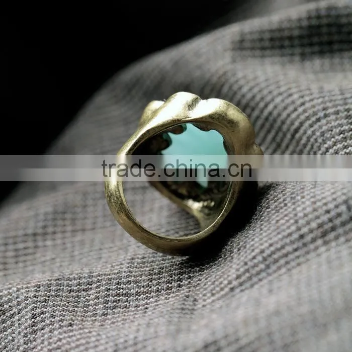 Two Color Vintage Alloy Crystal Rings For Ladies