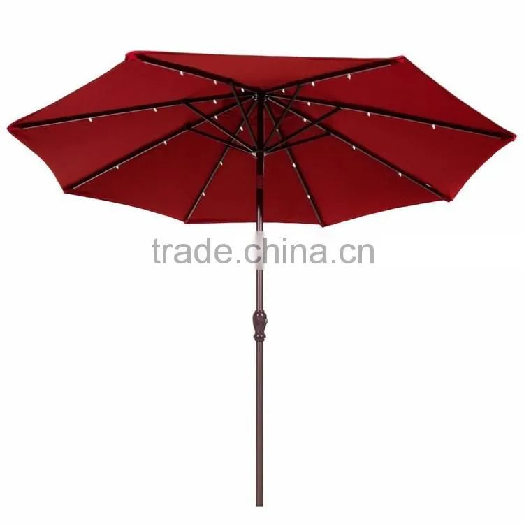 Multifunction Patio 9 ft Round Aluminum Solar Powered 24 Garden Outdoor Light Led Umbrella