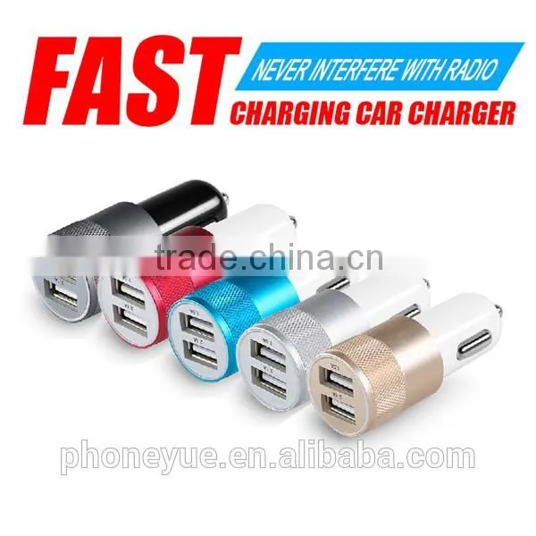 fashional design metal mobile phone car chargers for samsung s6