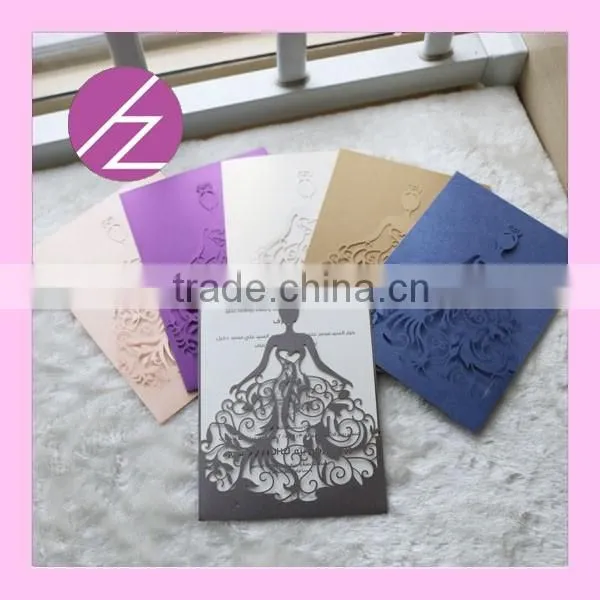 luxury wedding invitation cards for christening , quinceanera event ,factory price birthday greeting card with RSVP card