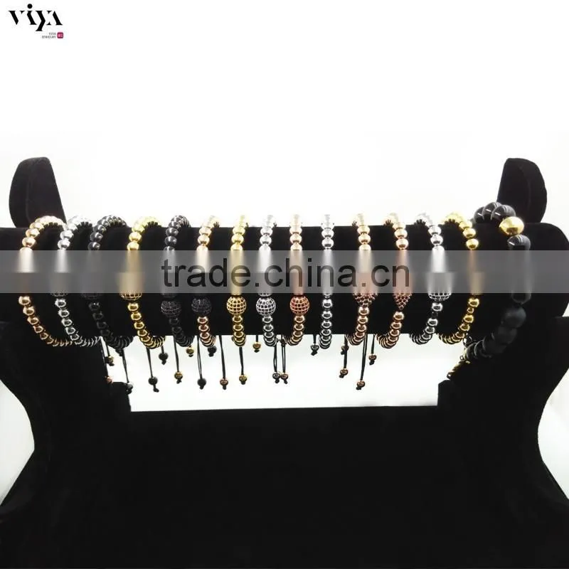 google hot sale black and red match bracelets custom engraved bead 1.5mm hole for double nylon ropes bracelet designer jewelry