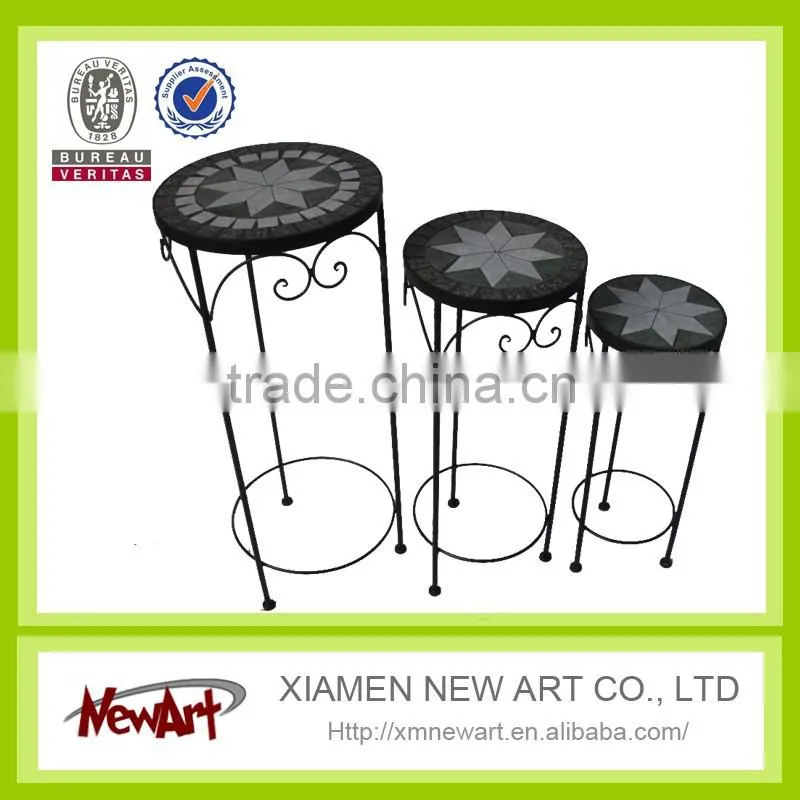 Clalssic round flower metal stand home living room garden mosaic 3 pcs metal flower stand