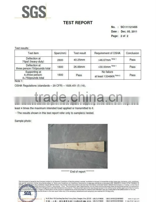 Chinese pine LVL board scaffold plank laminated scaffold