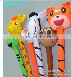 Pvc inflatable child toy animal head long stick