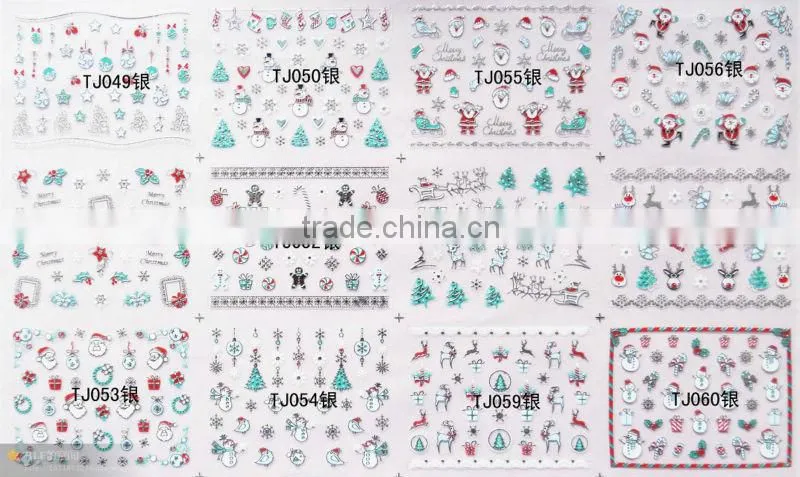 Unique 4 pcs Cute Colorful Fluorescent False Nail Tips Decals Nail Art Stickers Skull Moon Cross Lattice