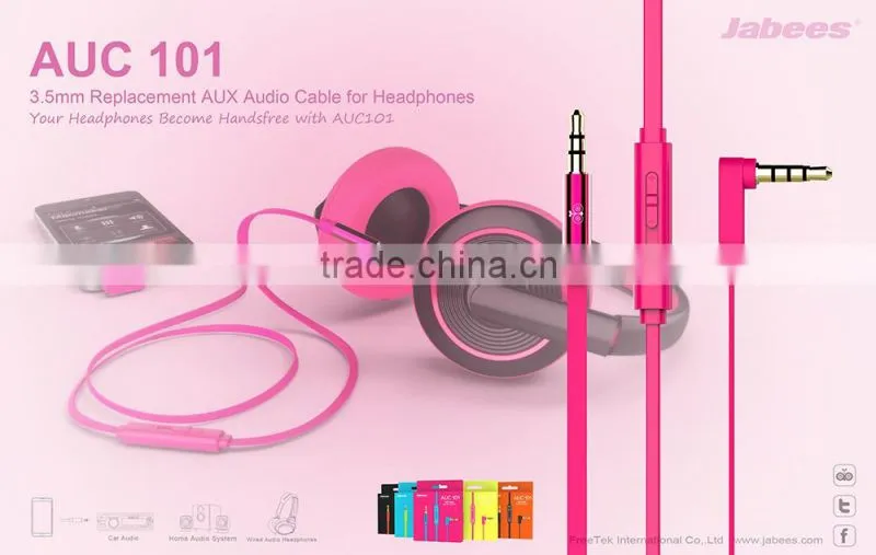 New volume control aux cable 3.5 to 3.5mm car stereo flat audio monitoring cable bulk microphone cable