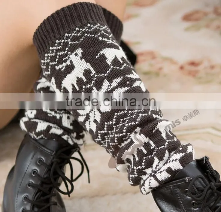 Christmas Deer Knitted Leg Warmers Leg Warmers in Camel Boot Topper Christmas Gift Soft Knitted Socks Woman Fashion Winter