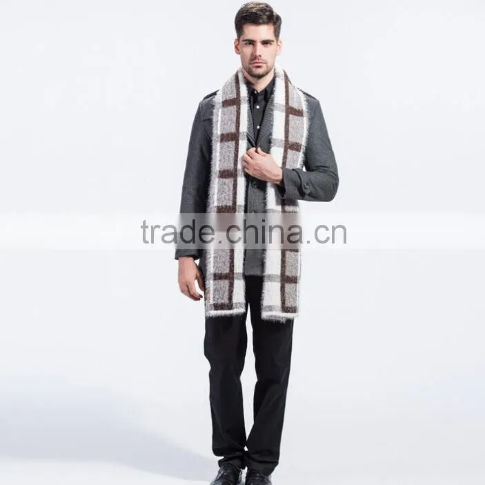 Two tones Plaid FLEECE men winter infinity Scarf fashion accessory