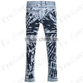 Lady's tie dye bleach jeans JS-10930# blue