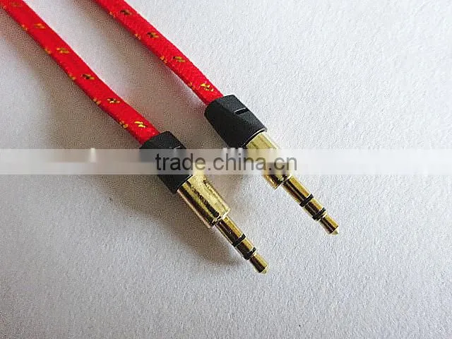 wholesales DC3.5mm flat braid metal audio cable