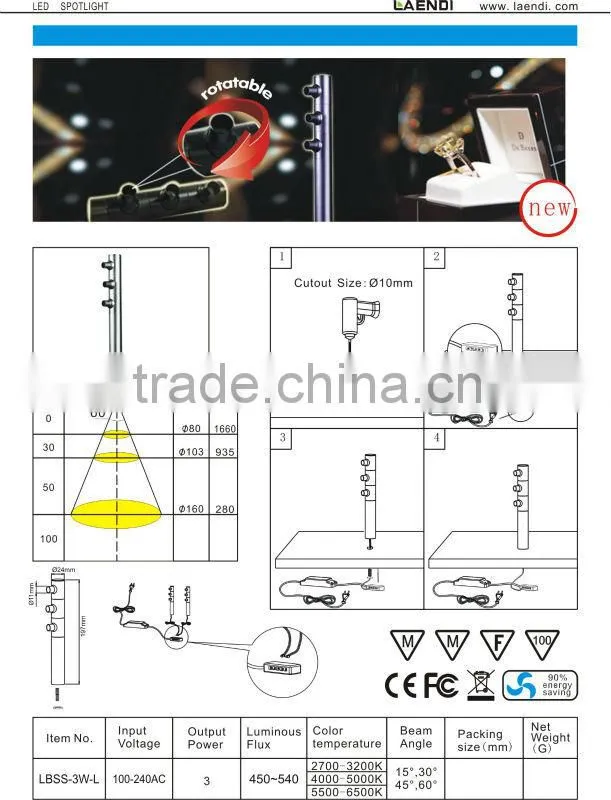 high quality, 3w led jewelry display lighting