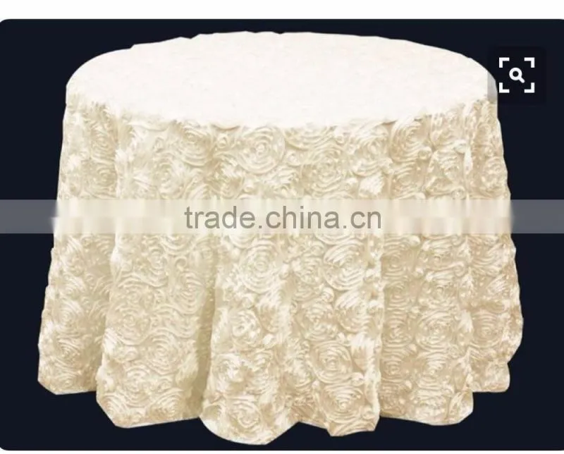 Luxury satin rosette table cloth for wedding banquet
