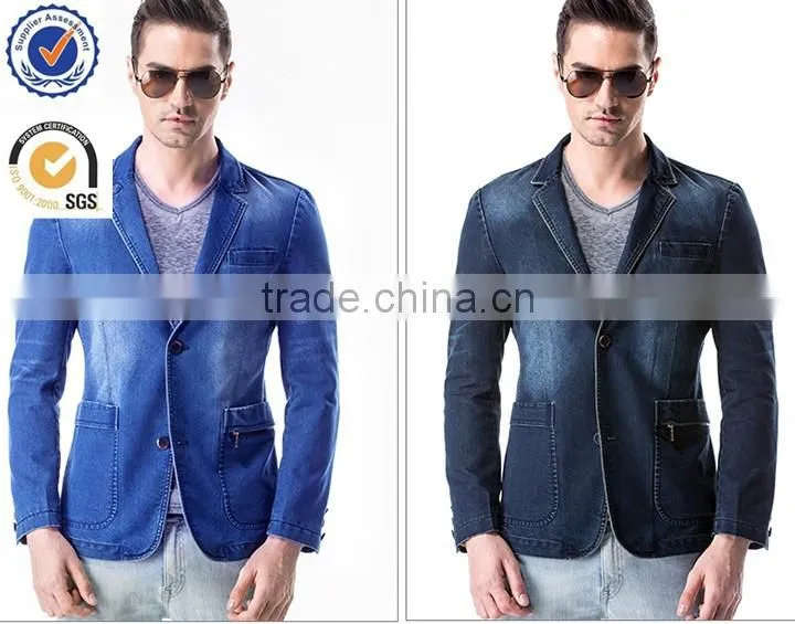 Vogue Blue Men's Fashion Trend Denim Jackets Short Jean Coat with high quality