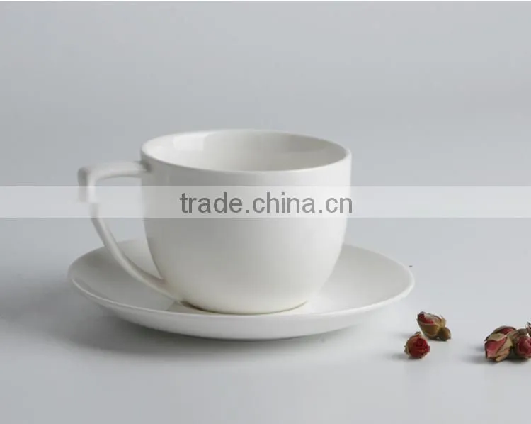 white durable ceramic 220cc cup with saucer