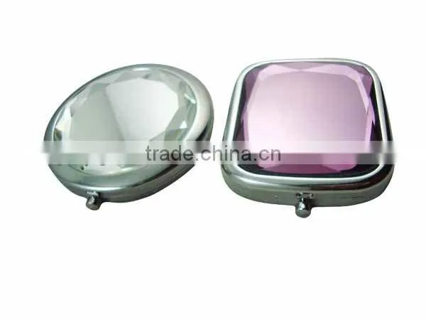 High-end round dual sided compact pocket metal miror with various finishes
