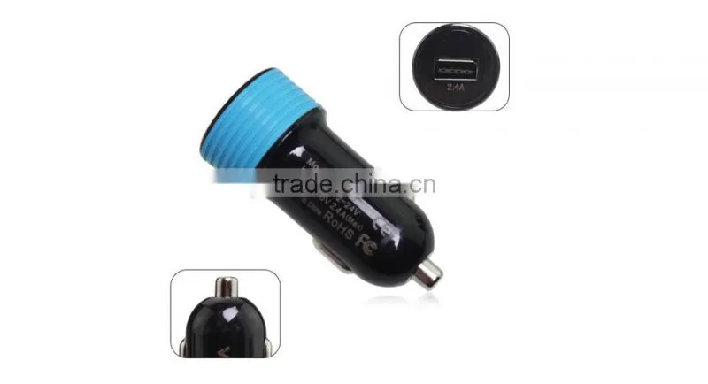 Factory supply fastest car charger 2.4a silicon car charger for mobile