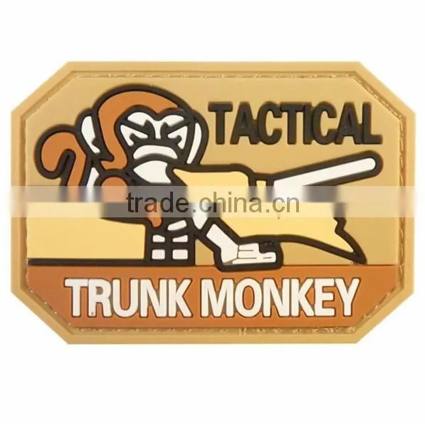 1X Tactical PVC Rubber 3D Tan Desert Trunk Monkey Combat Milspecl STICK-ON Patch
