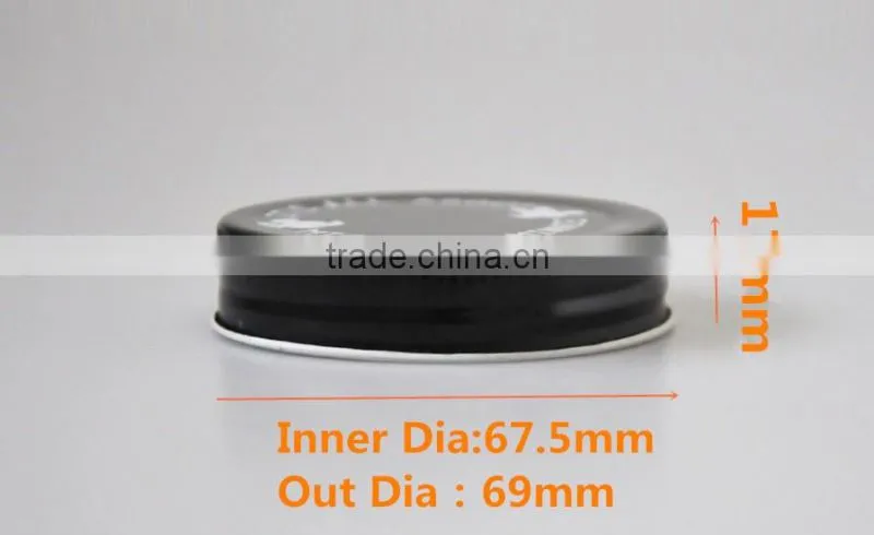 Black 72mm tinplate lids OEM logo is welcome