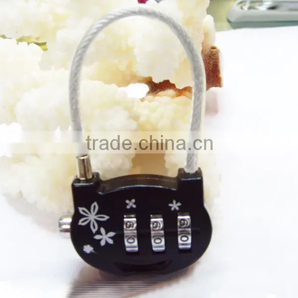 Hot sale 3 Digit Resettable Luggage Lock, Combination Padlock, Cable Lock CH-011