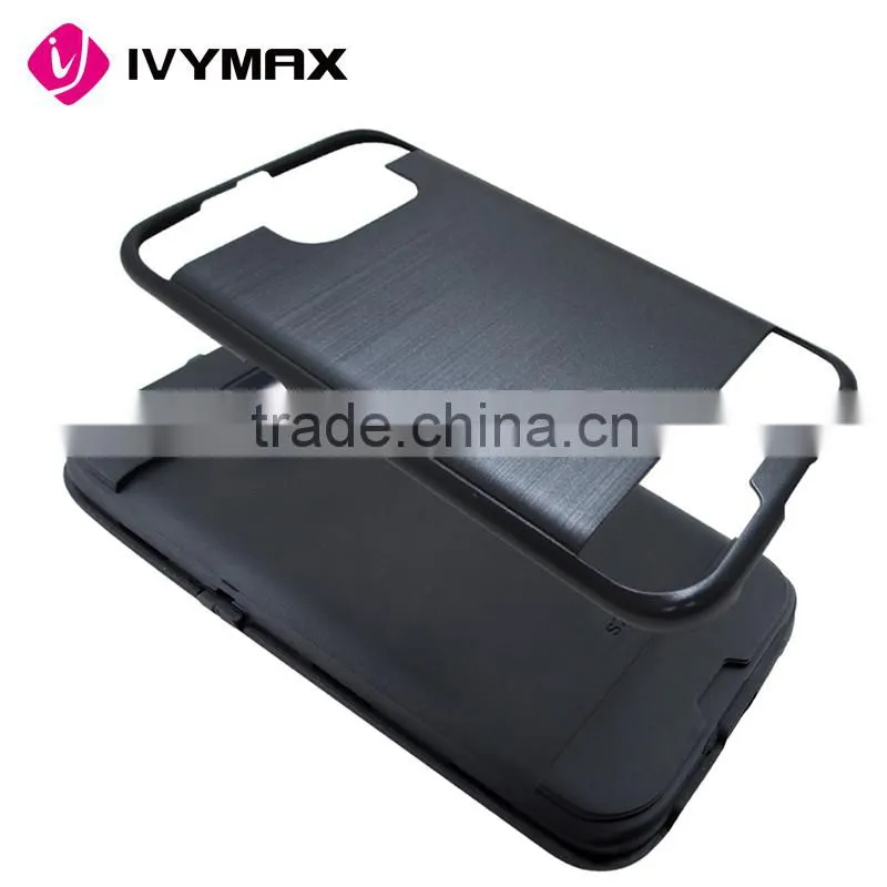 IVYMAX 2016 Hot Selling Brushed Metal Texture Black Hybrid Case Cover For Glaxy S7 G930 G930FD