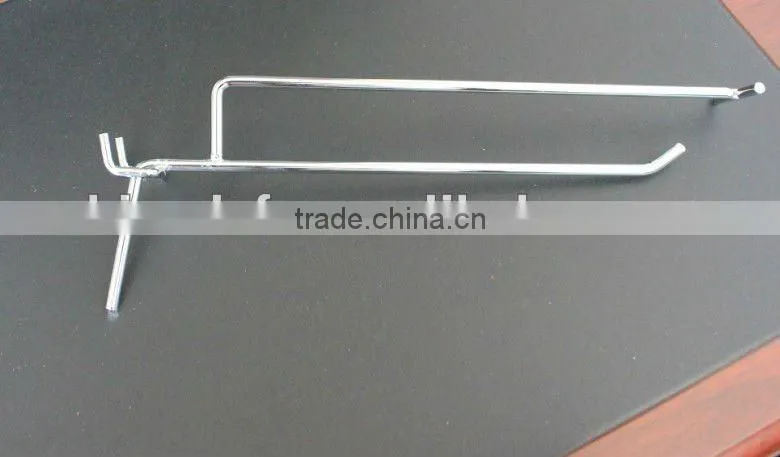 12'' Chrome Double Wire Pegboard Hook