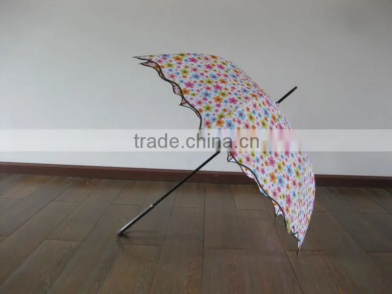 Parasol fashionable long straight lace umbrella,parasol lace umbrella