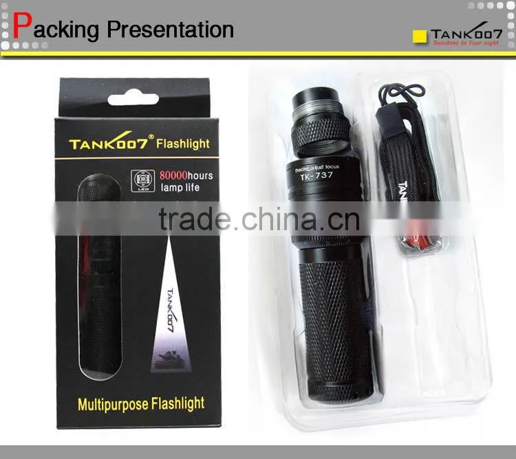 Cree XM-L T6 zoom flashlight clamp TANK007 TK737
