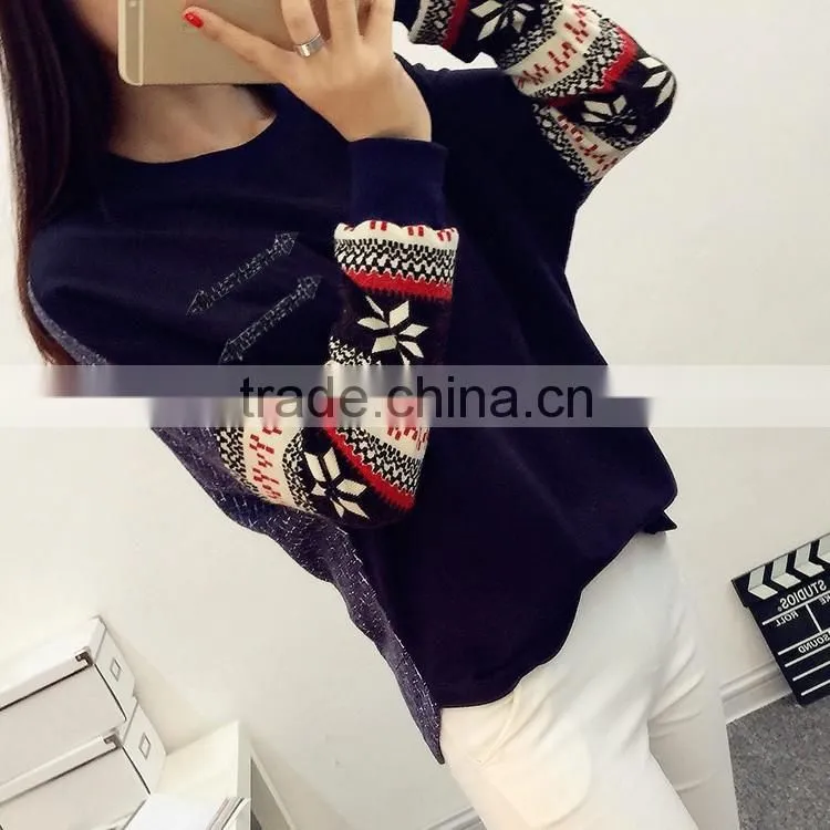 2016 Korea Fashion New Women's Long Sleeve tShirt Loose Patchwork Cotton Tops Lady Casual Blouse