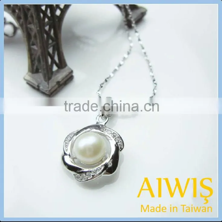 Fashion Natural FreshWater Pearls Sterling Silver Endant Necklace