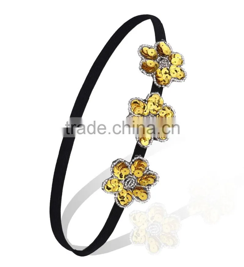 beauty Women Lady Lace Pearl Beads Headband Hairband Elastic Hair Head Band
