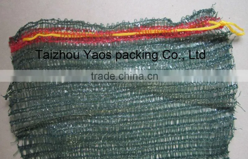 green PE raschel knitted plastic mesh bag vegetables onion bag