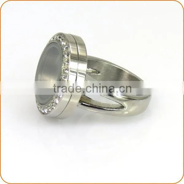 Wholesale Stainless steel glass locket ring