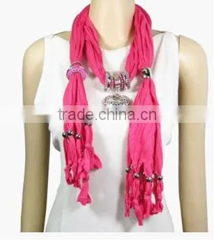 Metal Heart Pendant Jewelry Scarf Long Necklace