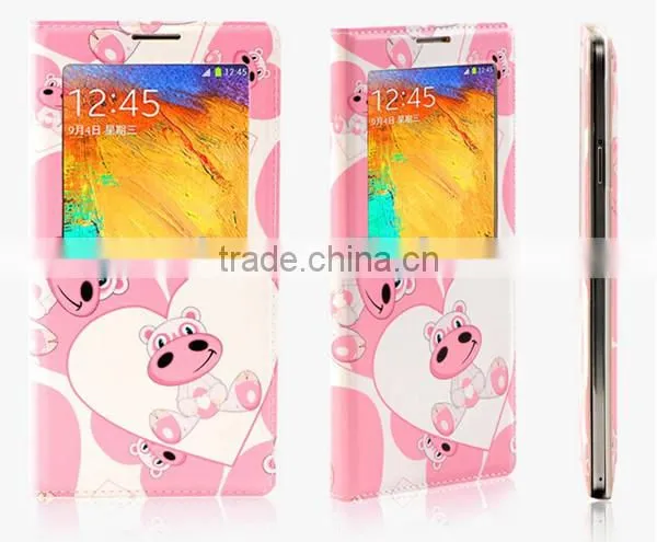 Hot fashion printing leather flip open cover for samsung galaxy note 3