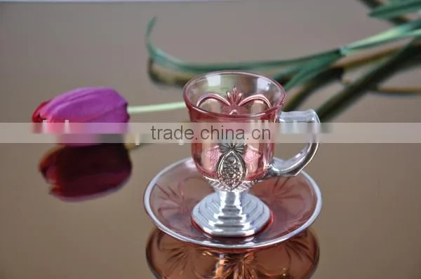 Cut glass cup and saucer set