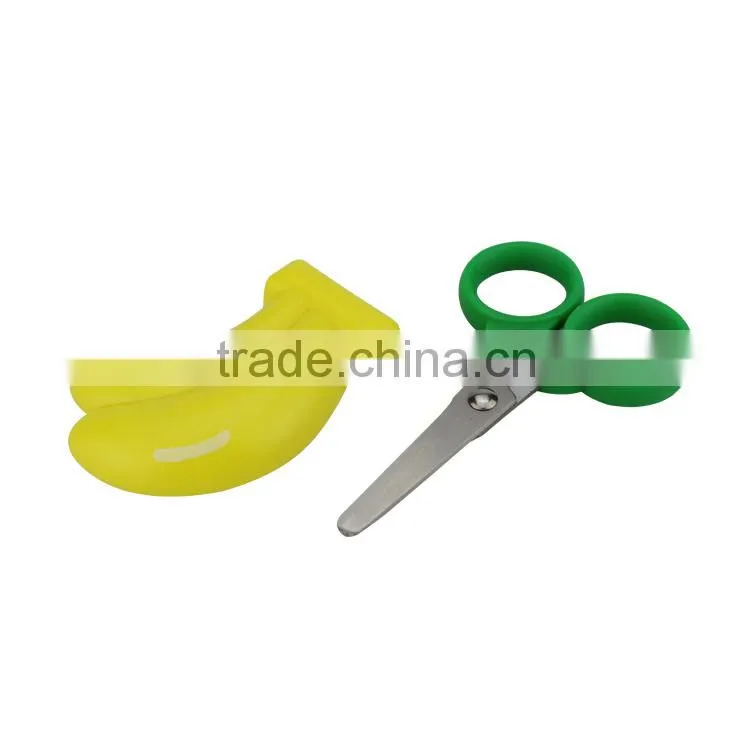 cartoon banana student scissors