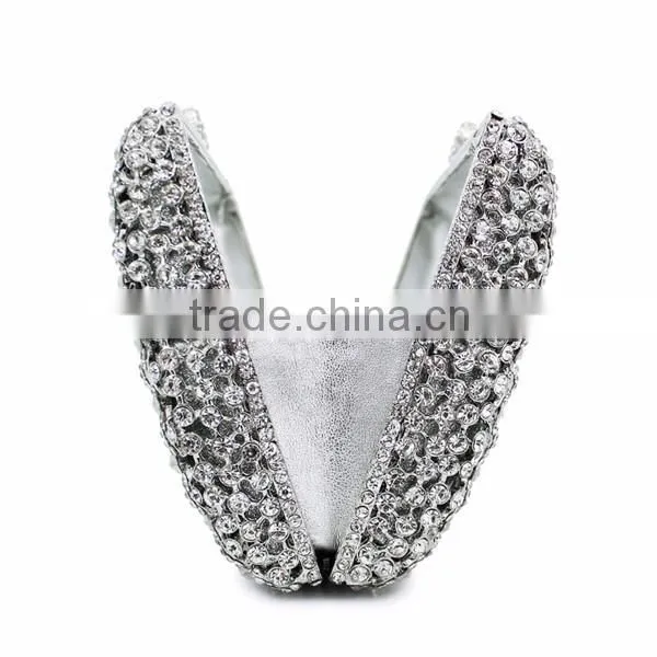 silver clutch evening bag bridal wedding handbags fancy ladies purse (88164A-S)