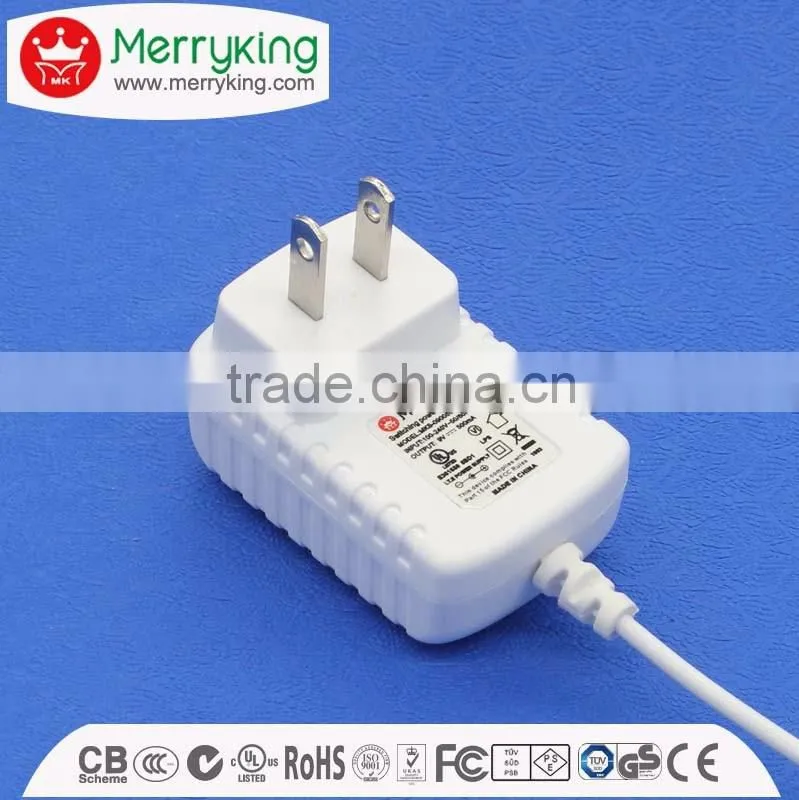 DoE VI us wall mounted ac dc adapter 9v 850ma 0.85a power supply with UL/cUL/FCC/PSE