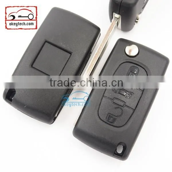 High Quatity Citroen romote flip key shell 3 button VA2 blank with battery place 0536 Citroen key cover