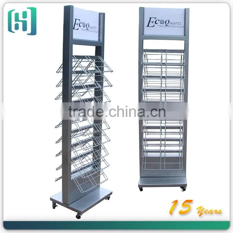 wholesale metal white proof ceramic tile accessories display stand with wheels HSX-S0346