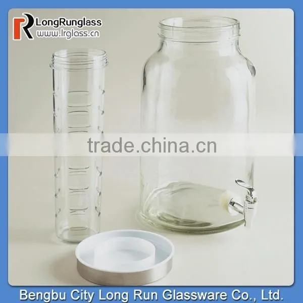 LongRun 1.5gal Glass Infuser Dispenser with Metal Lid Hand Made Glassware with OEM Design