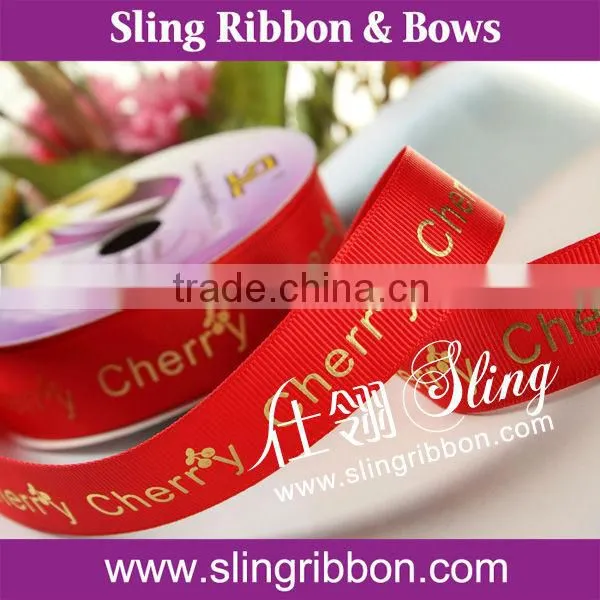 Gold Foil Printing Ribbon For Christmas Day Decoration