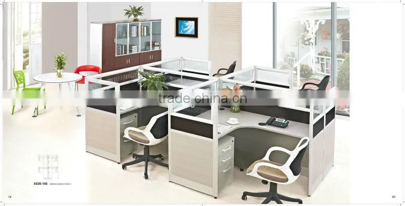 popular office workstation for staff in four seat in melamine A320-103