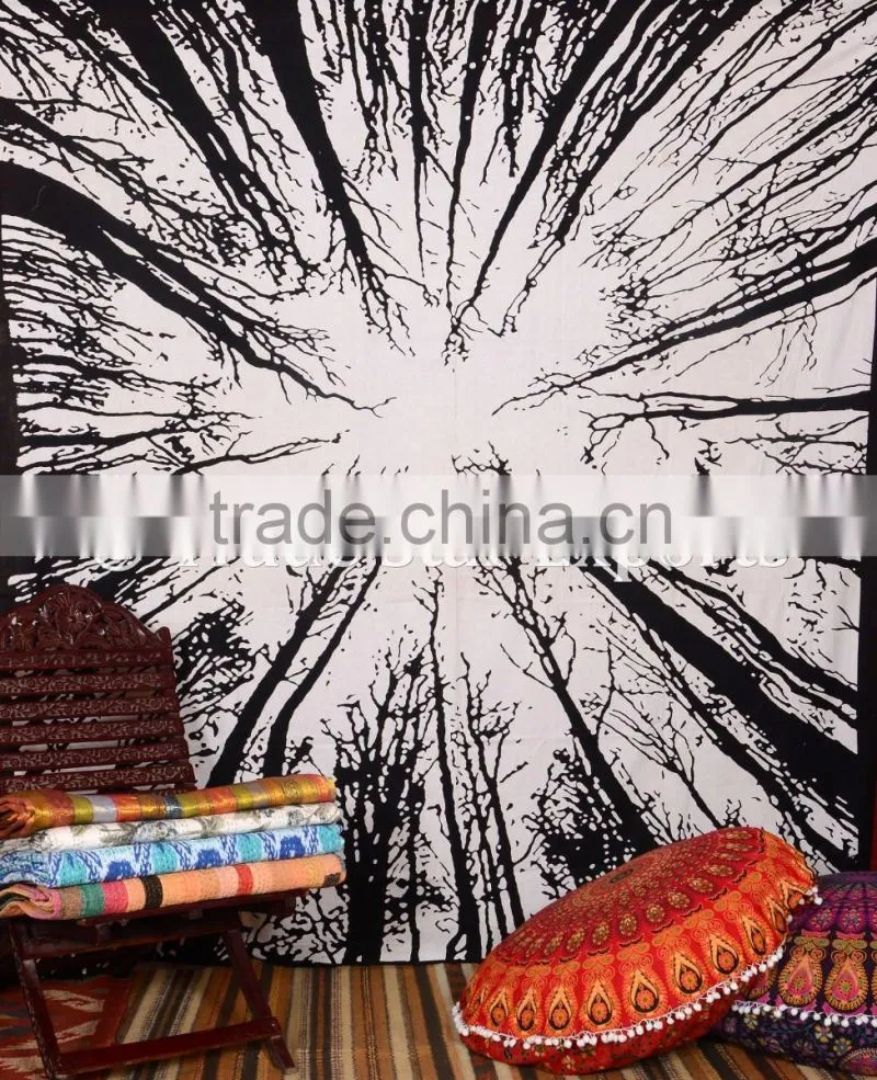 Bohmian Indian Rich & Bright Queen Urban Tree of Life Wall Art Cotton Bedspread.