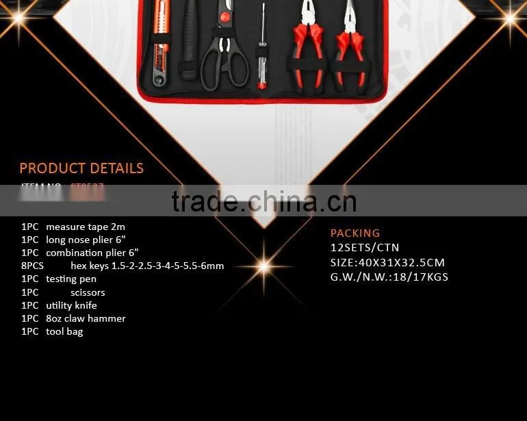 16Pcs Hand Tools Name Hardware Tools Bag Set