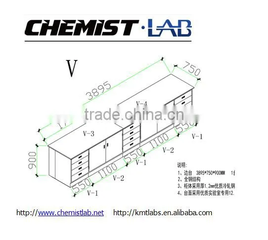 Heavy Duty Steel Lab Side Work Benches With Drawers In Clean Room Laboratory