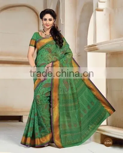 Blue Cotton Silk Saree